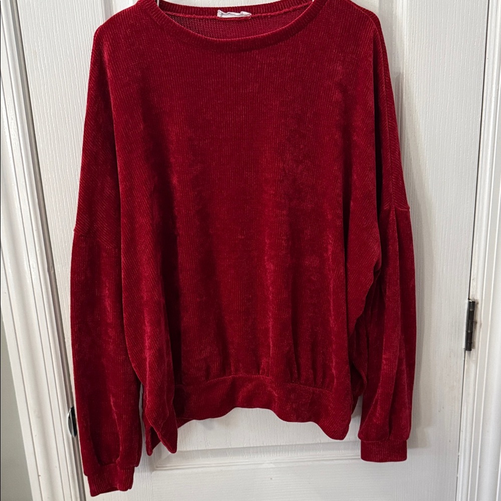 Elegant Red Women's Crew Neck Sweater